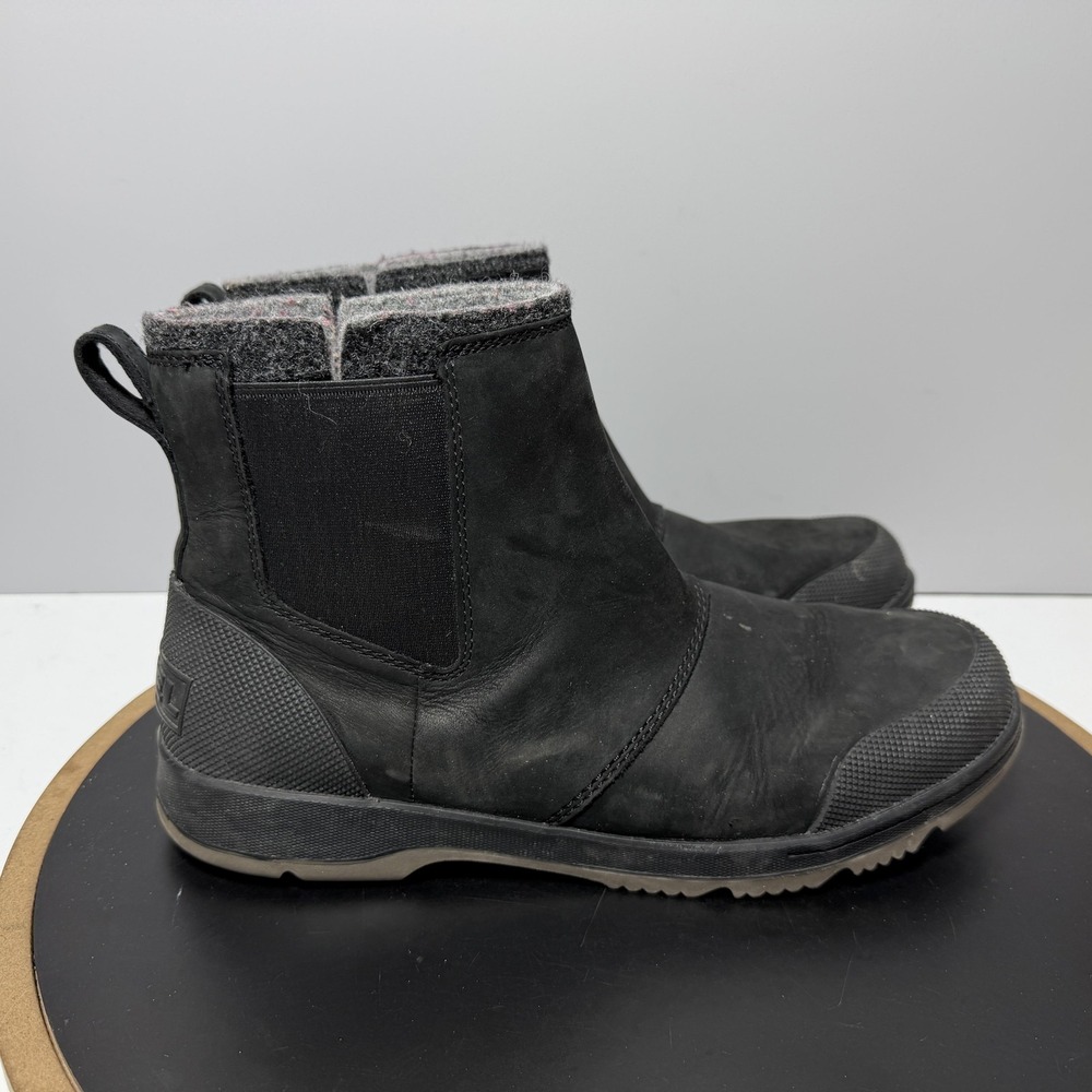 Sorel Boots Mens Size 9 Black Chelsea Ankle Faux Fur Lined Winter LM6078-010